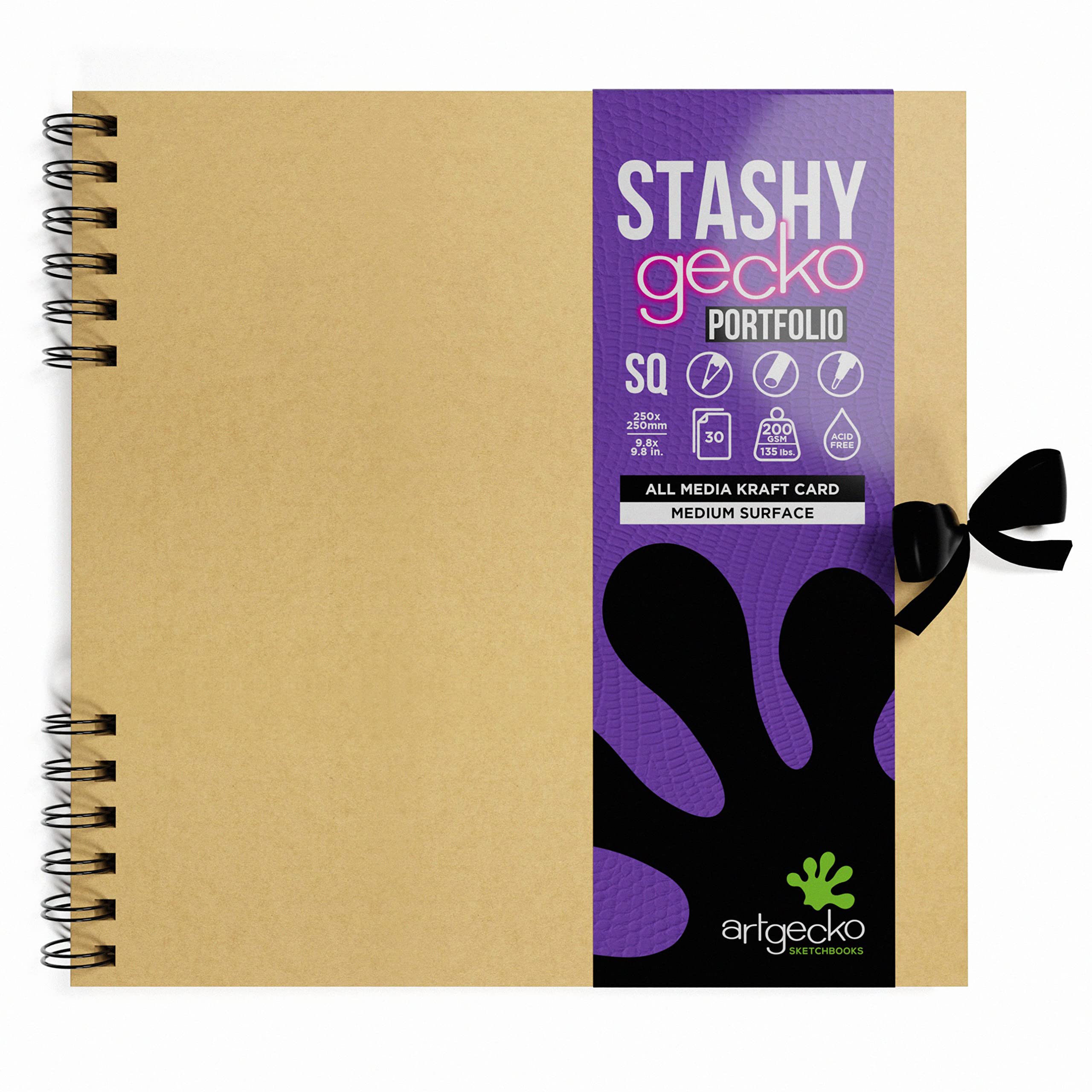 Artgecko Stashy Keepsake Book 300mm Square - 30 Sheets 170gsm Kraft Card