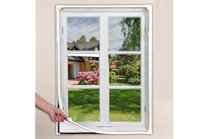 ABVSAB Adjustable DIY Magnetic Window Screen Max 59InchH x 39InchW with Innovative Magnetic Fastener, Fiberglass Fine Mesh, Window Mesh with Magnets