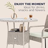 CASARIA Round Coffee Table 60cm | Outdoor Poly Rattan Side Table Beige view 7