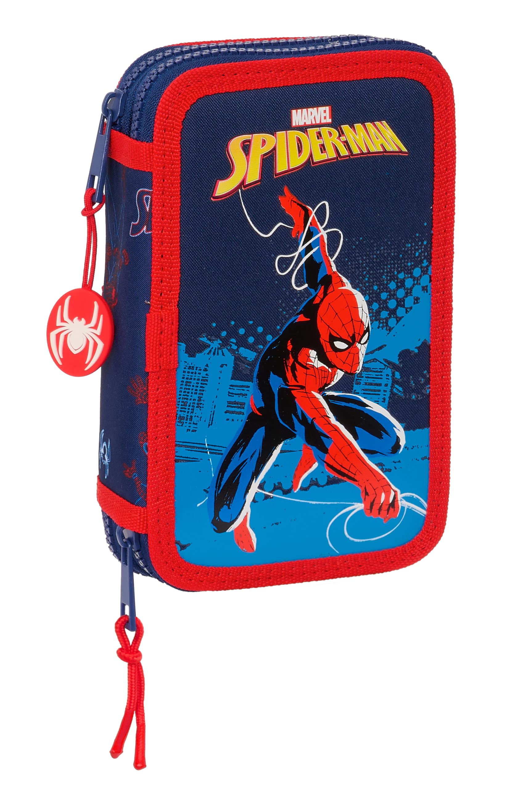 Safta SPIDERMAN Neon – Children's School Pencil Case, Pencil Case with Colours, with 28 Tools Included, Ideal for Children from 5 to 14 Years, Comfortable and Versatile, Quality and Resistance, 12.5 x