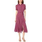 CeCe Short Sleeve Scallop Midi Dress with Tie