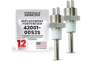 Pentair 42001-0053S Replacement Thermistor Temperature Sensor (2-Pack) | Spa & Pool Heater Replacement Parts for Easy Install
