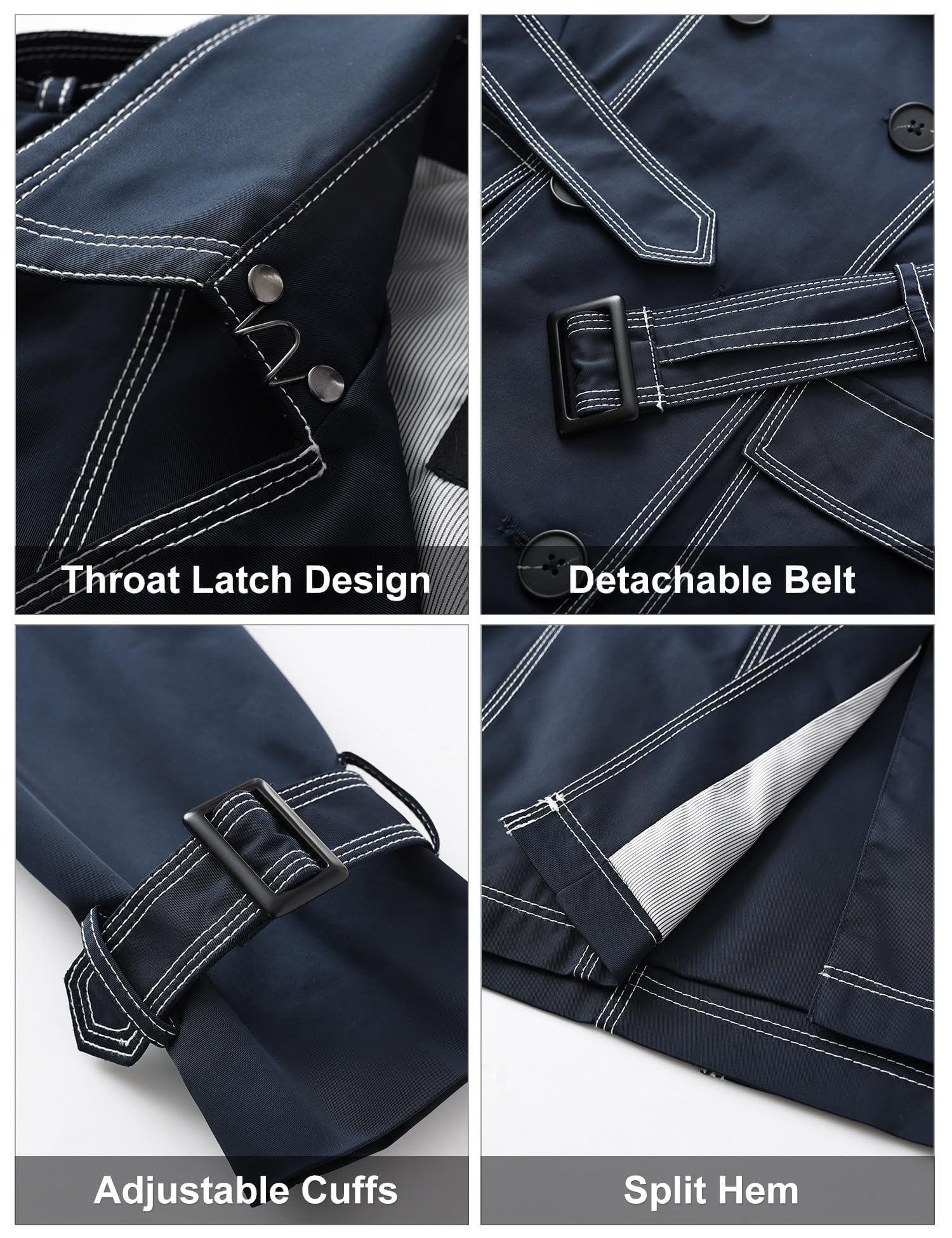 Orolay Women's Mid-Length Trench Coat Double-Breasted Classic Lapel Windbreaker Water-Resistant Belted Overcoat