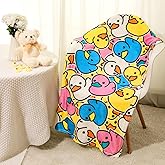SmoothNovelty Cute Rubber Duck Throw Blanket All Season Cartoon Decorative Fleece Blankets Ducky Soft Cozy Flannel Carpet for Bed Chair Car Sofa Couch Bedroom(Mixed Colors,50 X 40)