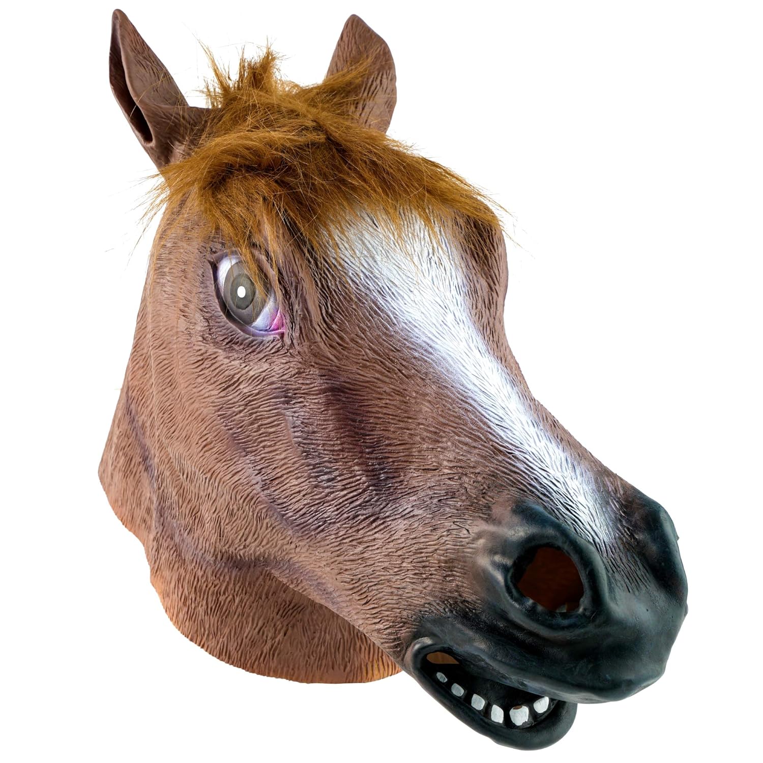 Brown Horse Head Realistic Novelty Latex Mask Standout Halloween
