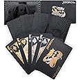 Joyoldelf Cool Black Playing Cards, Waterproof Poker with Dollar Pattern, Black-Gold Foil Cards with Box, Great for Magic & Party
