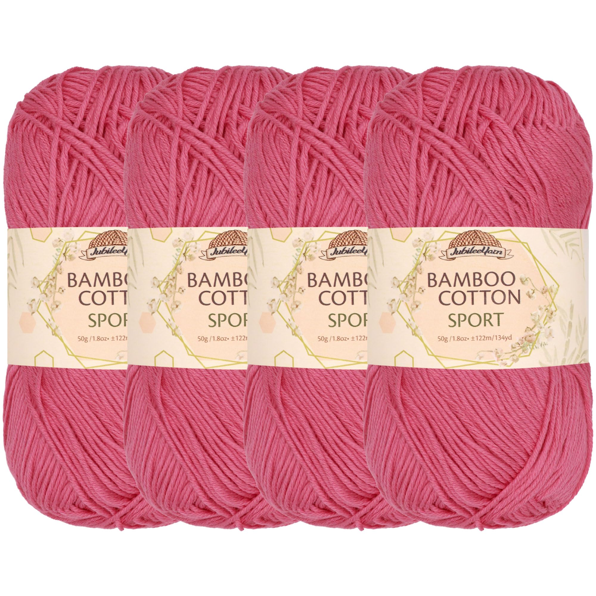 JubileeYarn Bamboo Cotton Sport 4 Ply Yarn - 50g/Skein - Watermelon - 4 Skeins — image 1