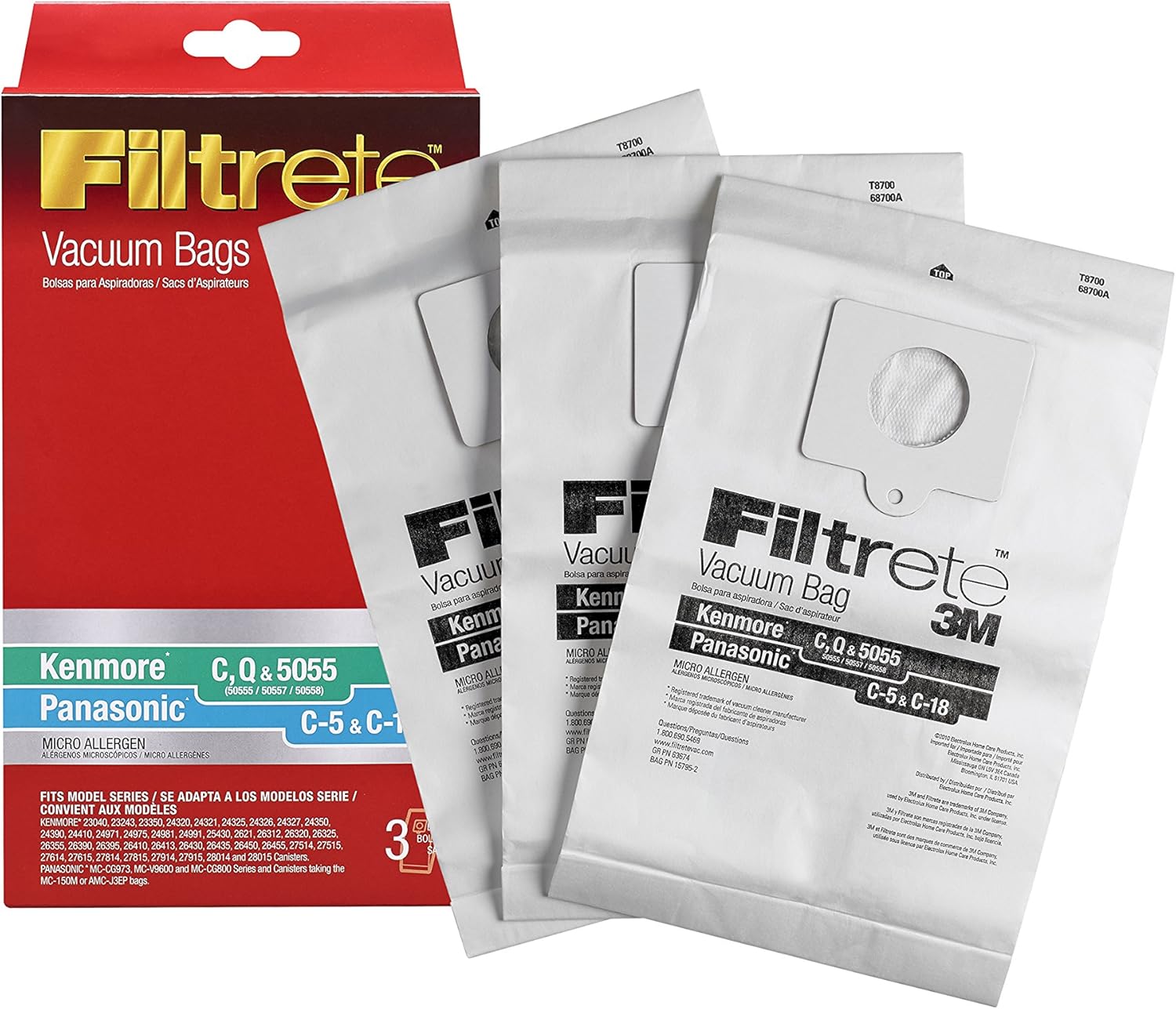 3M Kenmore/Panasonic C, Q & 5055 / C5, C18 Micro Allergen Vacuum Bag