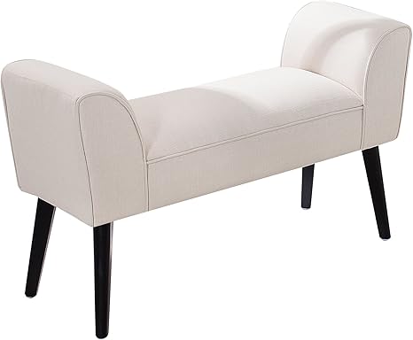 Scarlett Bench Seat Cushion Cream With Arm And Solid Wood Legs 90 Cm Bench Upholstered Bench Seat Hallway Dressing Table Dressing Table Amazon De Kuche Haushalt