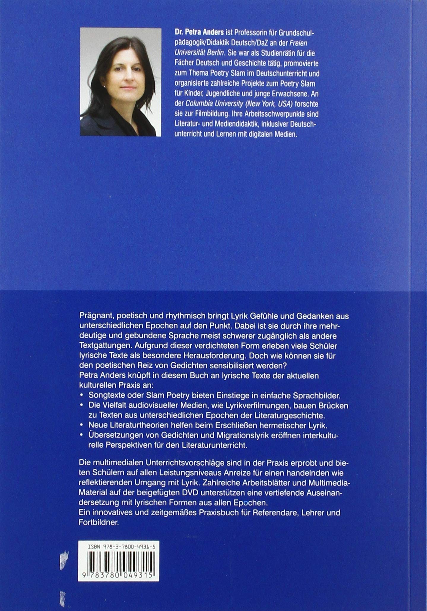 Lyrische Texte Im Deutschunterricht Grundlagen Methoden Multimediale Praxisvorschlage Amazon De Anders Petra Bucher