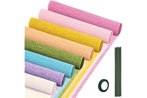LCREATE LCREATE LCREATE Light Rainbow Crepe Paper Set 8 Rolls, 10 x 98Inch Crepe Paper for DIY Gift Colourful Paper Flower Wrapping Paper Crafts Birthday Wedding Holiday Party Decorations (Light Rainbow serise（8 Color）)