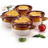 French Onion Soup Crocks, by KooK, Ceramic Make, Large Handles, Stoneware, 18oz Full Capacity