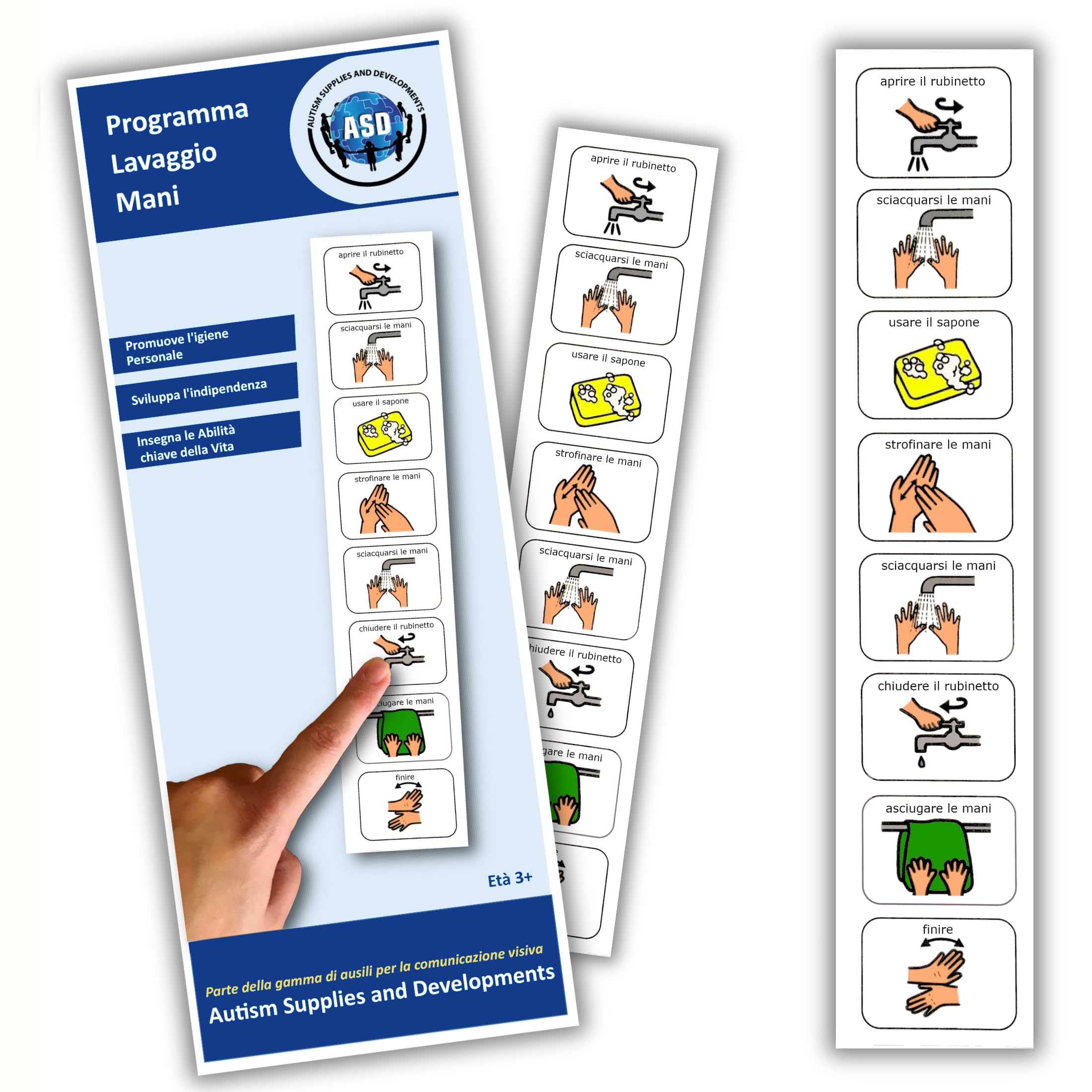 Plastic Visual Washing Hands Schedule (Italian)