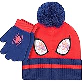 Marvel Spider-Man Kid’s Winter Hat and Snow Gloves for Boys and Toddlers, 2 Pc. Set, Pom-Pom Beanie with Warm Mittens