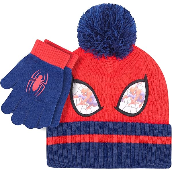 Marvel Spiderman Cappello e Guanti per Ragazzi, Set Invernale per Ragazzo, Accessori Invernali per Bambino Disegno Spiderman