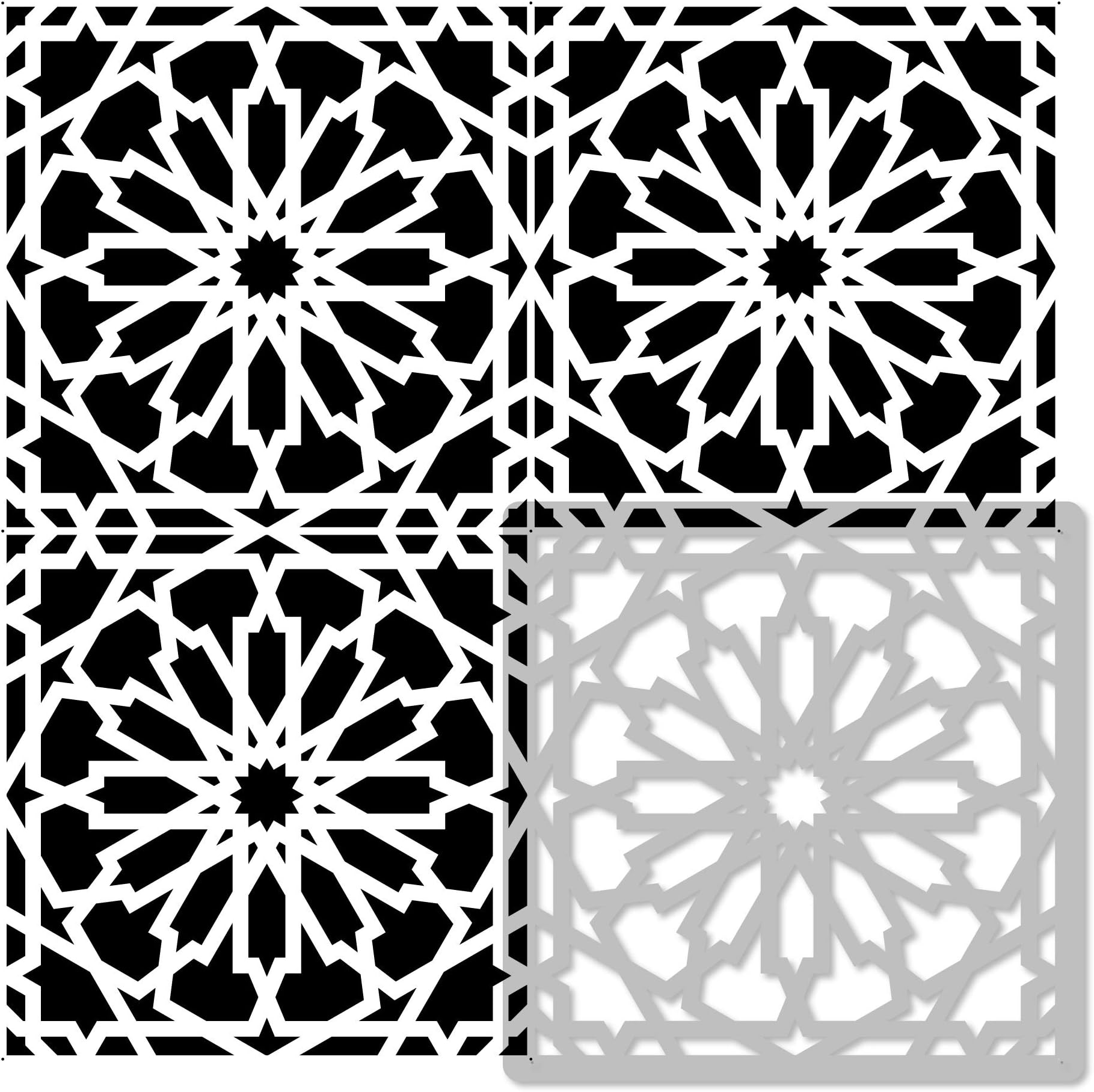 VILAR Tile Reusable Plastic Stencil // Moroccan Geometric // Floor Wall (9.8x9.8")