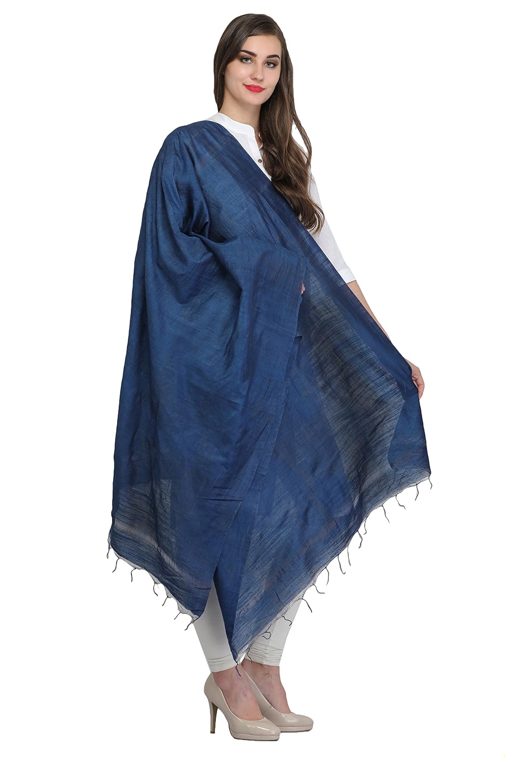 aksara women's rayon dupatta (da631, navy, free size)
