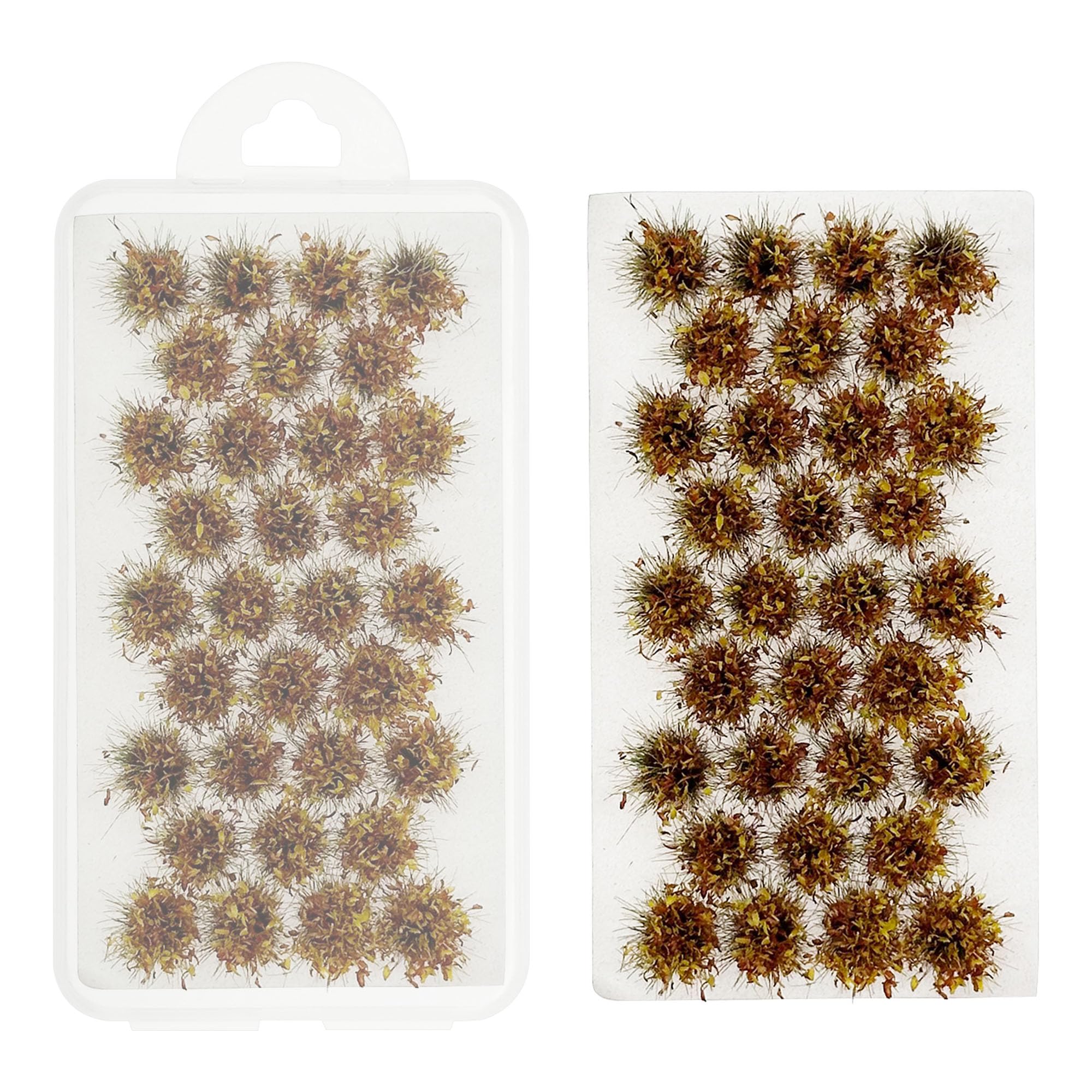 Attuslla Miniature Flower Clusters Static Grass Tufts Artificial Grass Terrain Scenery Kit for Model Train Railway, DIY Diorama Landscape, Light Red and Yellow