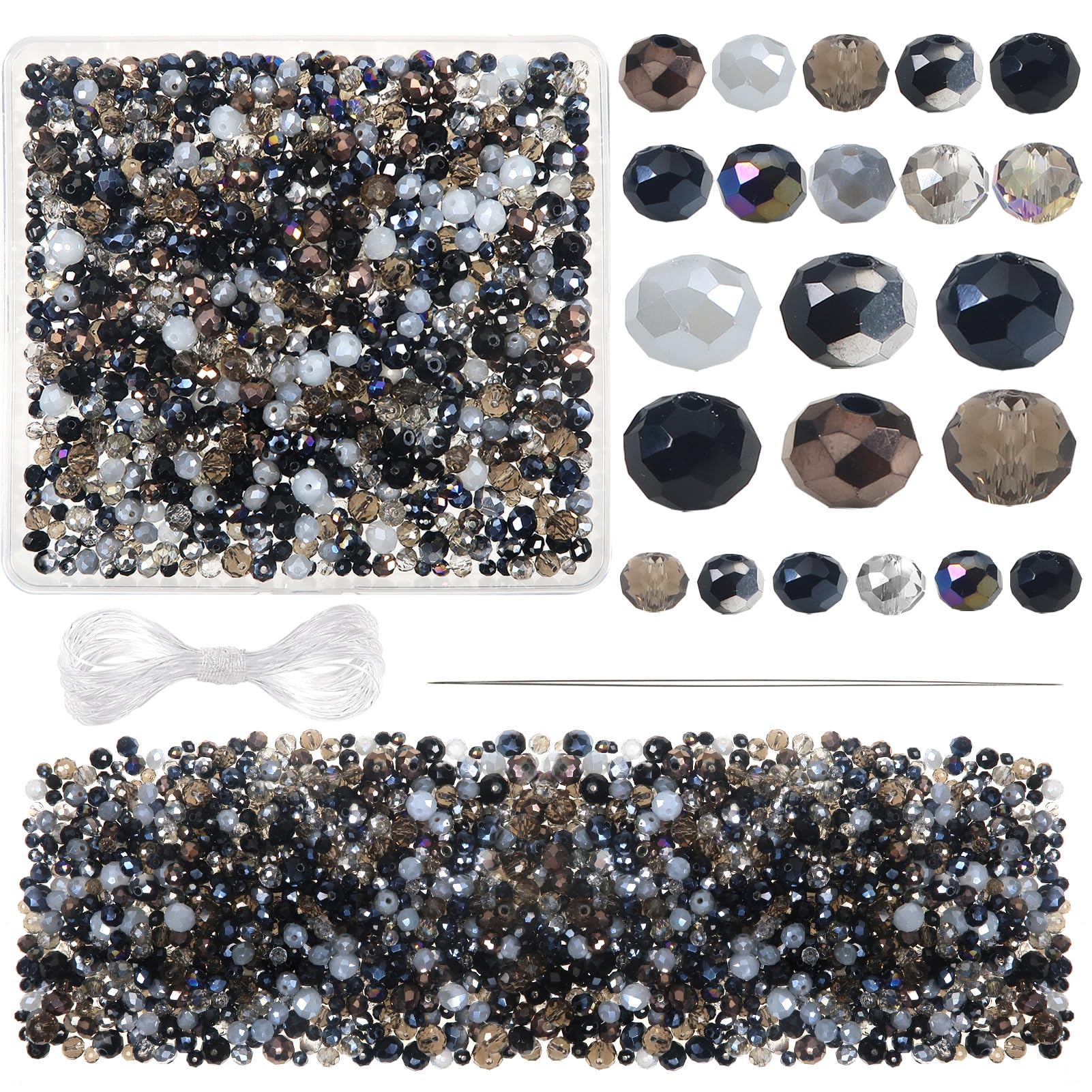 TOAOB 1000pcs Crystal Glass Beads Spacer Beads for Bracelets Necklace Earrings Jewellery Making Black Series 4mm 6mm 8mm โ image 1