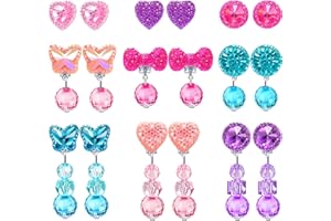 Hicarer 9 Pairs Girls Clip-on Earrings Pretend Princess Play Earrings Jewelry Set (Style 2)