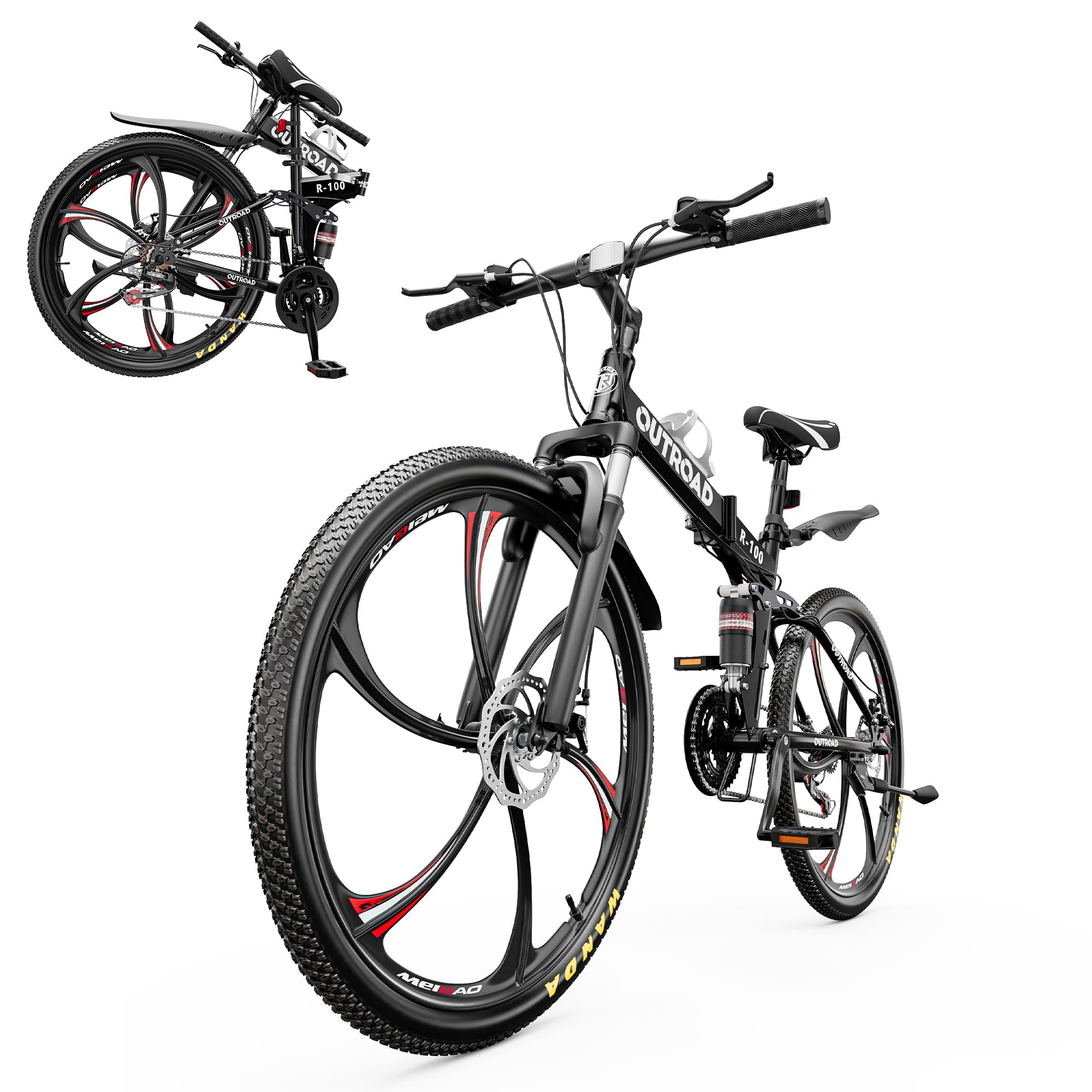 Max4out 26 Inch Folding Mountain Bike, 21 Speed