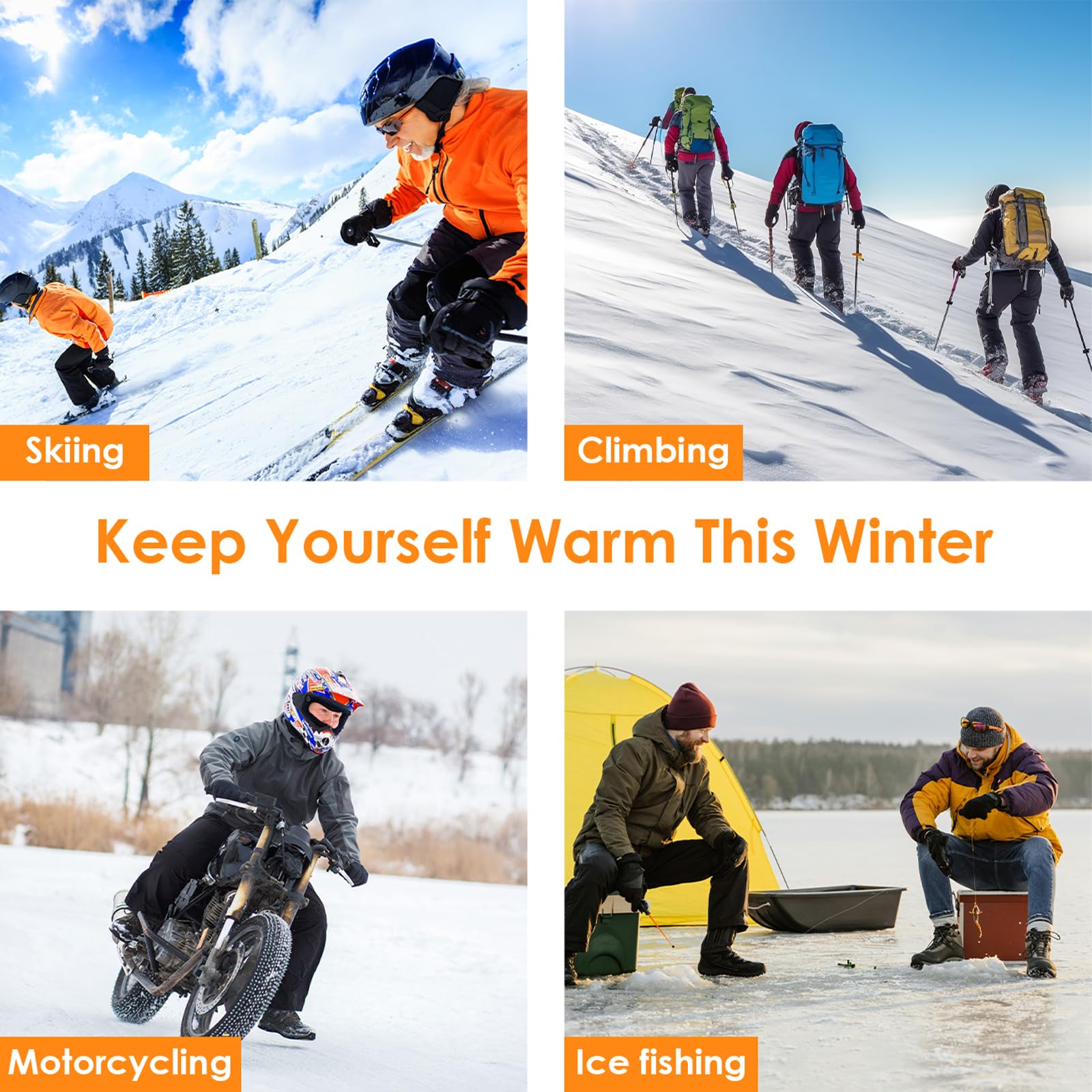 Minthouz Rechargeable Heated Gloves, 5V 5000mAh Electric Heated Glove for Men and Women, Windproof & Touchscreen 3 level Temperature Battery Powered Thermal Glove for Crycling,Skiing,Outdoor Works - L