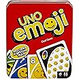 UNO Emoji Card Game, Gifts for Kids and Adults, Family Game for Camping and Travel in Storage Tin Box, Hilarious Emojis [A