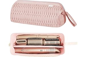Leudes Dyson Airwrap Travel Case for Shark Hair Dryer Airstraight Flex Style Hair Attachment Tool Organizer Accessories Air Wrap Flat Curling Iron Carrying Case (Pink)