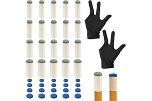 40 Pcs Pool Cue Tips, 4 Sizes Snooker Cue Tips with Billiard Glove, Billiard Cue Tips Replacement Slip on Pool Cue Tips Pool 