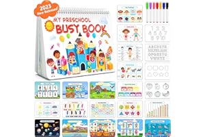 HUAXUS Montessori Preschool Learning Activities Newest Toddler Busy Book Montessori Toys for 3 4 5 6 Years Old, Autism Sensory Educational Toys, Tracing Coloring Workbook with Color Makers