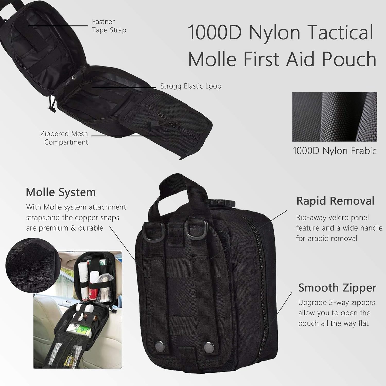 TOUROAM IFAK Molle Trauma Kit- Emergency Survival First Aid Kit, Military Tachtical Admin Pouch EMT, Bug Out Bag Camping Gear Supplies Hiking Car : Sports & Outdoors