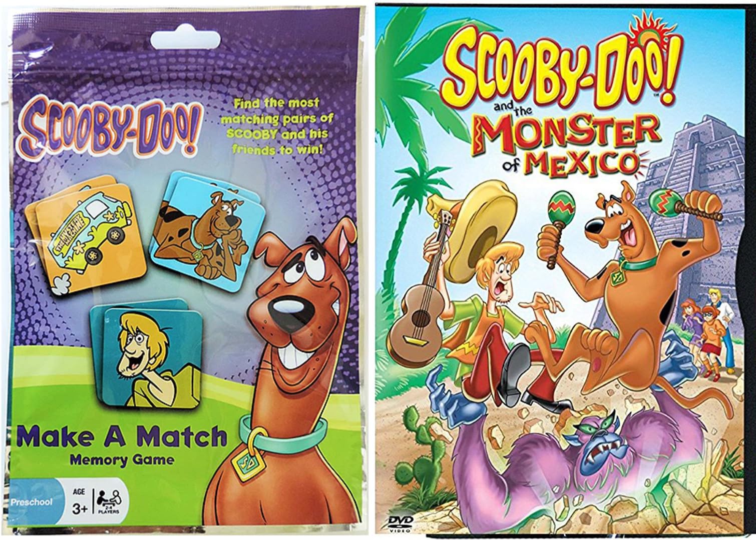 What's New Scooby-Doo? Cartoon & Scooby-Doo Make a Match Memory Game - Scooby and the Monster of Mexico DVD Card Bundle Vol. 1 Animated Set