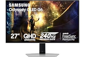 Samsung 27” Odyssey OLED G6 (G61SD) QHD & QD-OLED 240Hz 0.03ms FreeSync Premium Pro Gaming Monitor with Sleek Metal Design, 3 Year Warranty, US, LS27DG610SNXZA