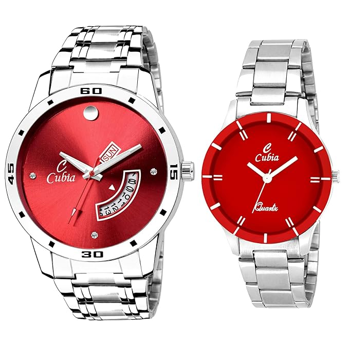 Analogue, Day and Date Display Red Dial Men and Womens Watch