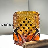 suigetsu Japanese Crystal Whiskey Glass, Cut Crystal Pattern, Luxury Cocktail Glassware (Amber)