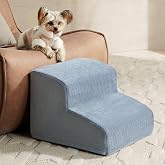 LEXTRO Dog Stairs for Small Dogs, 2-Steps Dog Ramp for Couch, Pet Stairs with Highly Supportive Foam and Non-Slip Bottom, Pet Steps for Cat &amp; Doggie (High 11.8 Inch)