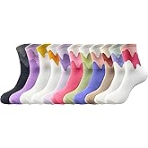 IHAUIUE Colorblocked Crew Socks Gradient Wave Quartz Socks Novelty Dress Socks for Women, Men, 11 Pack