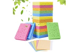15 Pcs Cellulose Kitchen Sponges, 5 Colors Non-Scratch Colorful, Biodegradable Compressed, Large Cellulose Sponge for Kitchen