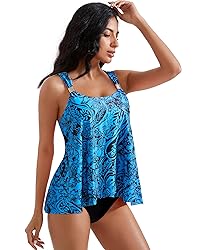 RXRXCOCO Women Tankini Bathing Suits Ruffle High