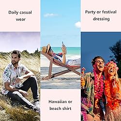 visesunny Hawaiian Shirt for Men Pink Flamingo
