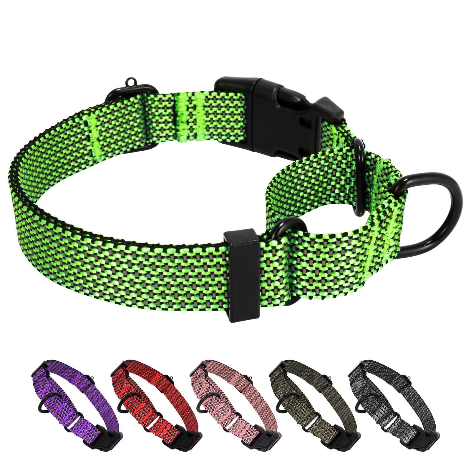BXPAW Martingale Dog Collars Adjustable Training Martingale Collar for Dogs - Reflective No Pull Dog Collar with Quick Release Buckle(Purple, Small)