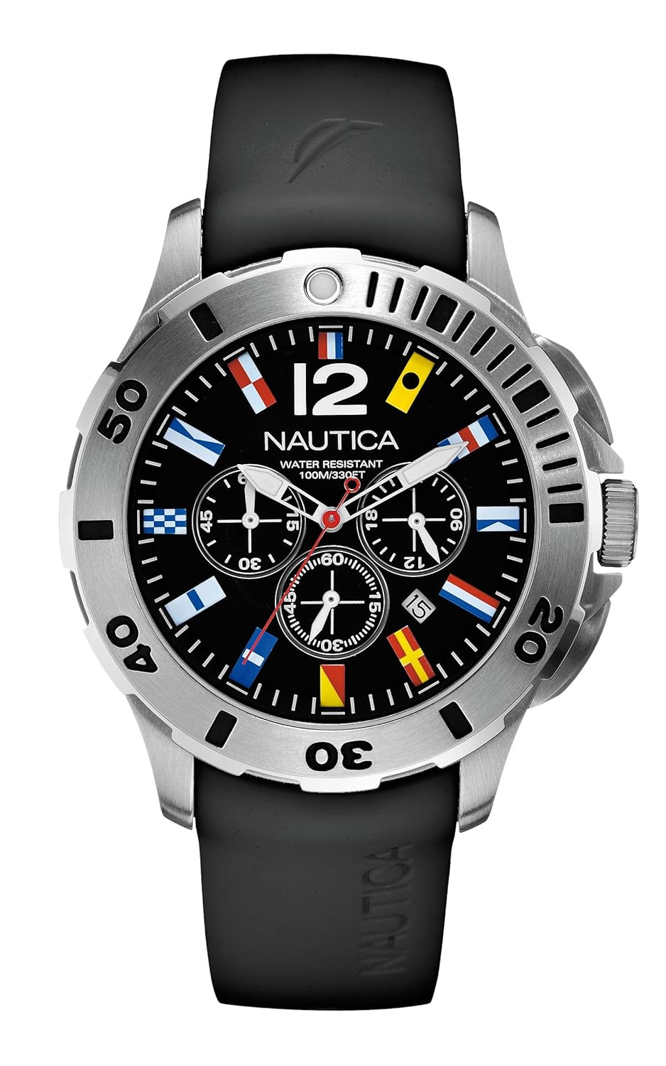 Nautica A18636G Watch Men Quartz Chronograph Black Dial Black
