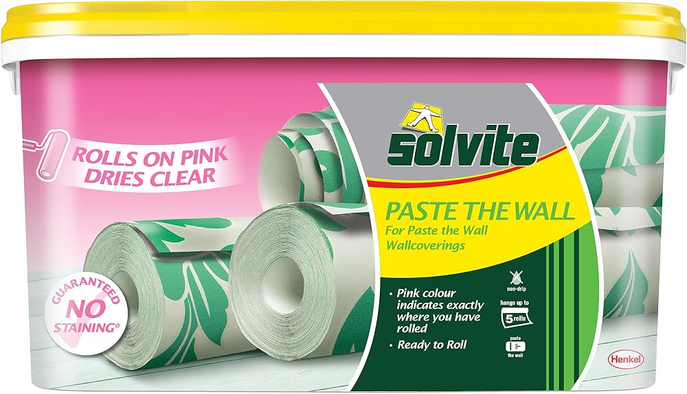Solvite Paste the Wall Adhesive 4.5kg Extra Strong Non-Drip Pink rolls