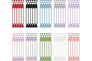 365Home 50-Pack Silicone Cable Ties Reusable, Rubber Cable Ties Cord Organizer Electronic Accessories in Home,Office,Kitchen,School,Travel