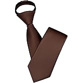 Branduce 3.15"(8cm) Mens Solid Satin Tie Pre-tied Adjustable Zipper Necktie for Business and Wedding