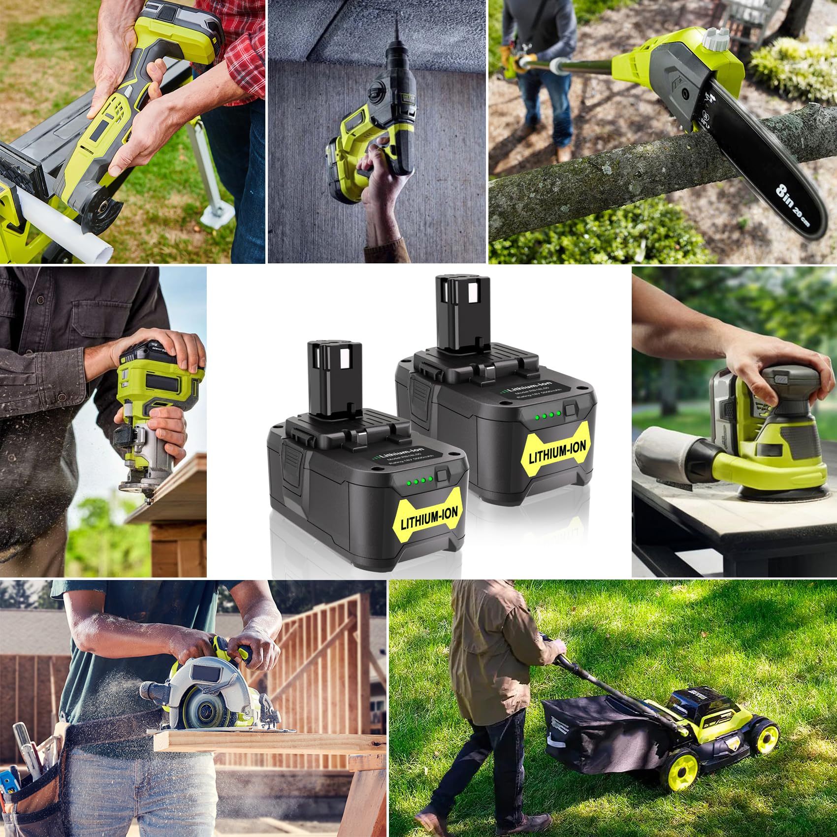 REACELL 2 Stück 5000mAh Ersatzakku für Ryobi 18V RB18L50 Li-ion akku für Ryobi ONE+ RB18L40 RB18L25 RB18L15 BPL-1820G P108 P104 P107 P105 Werkzeugen mit LED-Anzeige 7