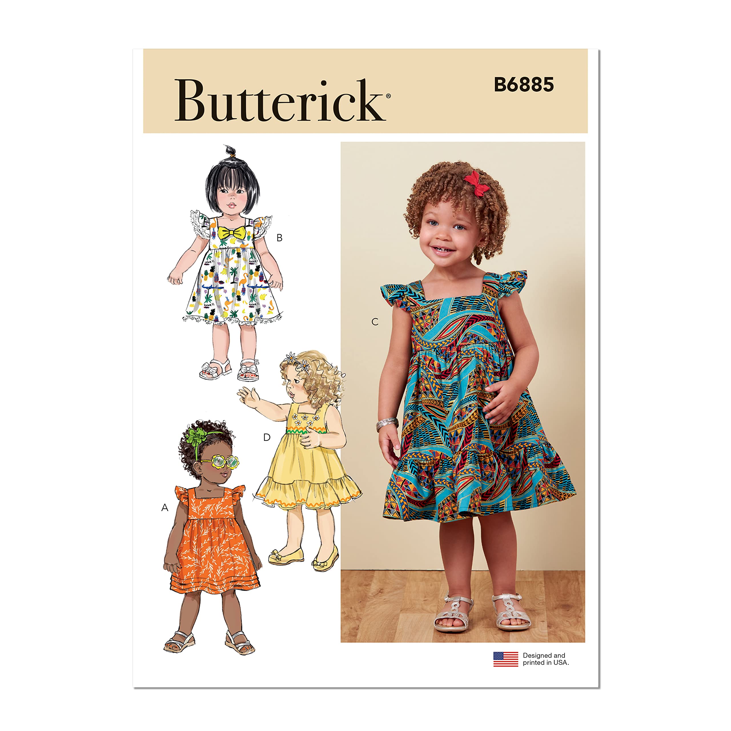 Butterick B6885A Toddler Dress A (1/2-1-2-3-4)