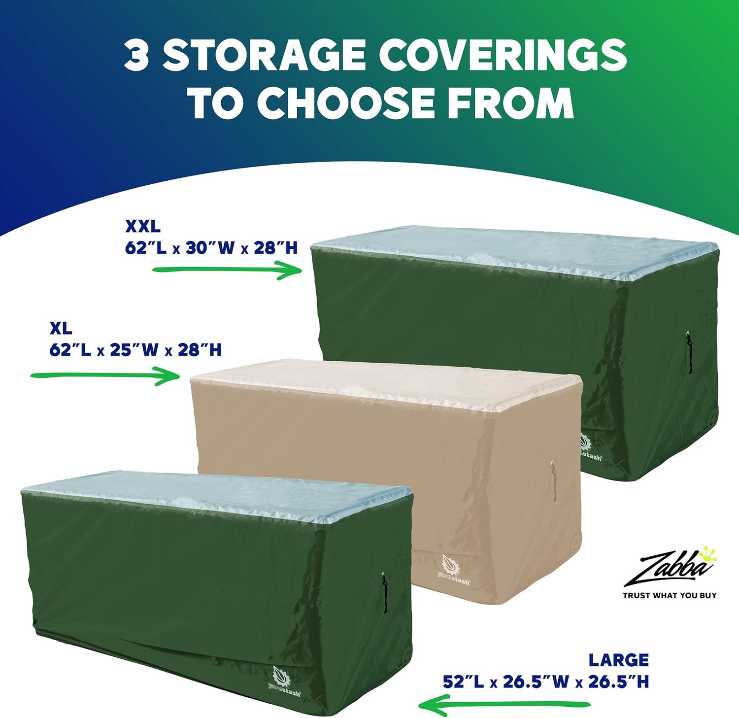 YardStash Deck Box Cover - Heavy Duty Outdoor Storage Box Cover, All Weather Covers for Deck Boxes, Protects from Rain, Wind, Snow, and Pests - UV Protected 210D & Heat Shielding 600D Fabric – XL – Green: Home Improvement