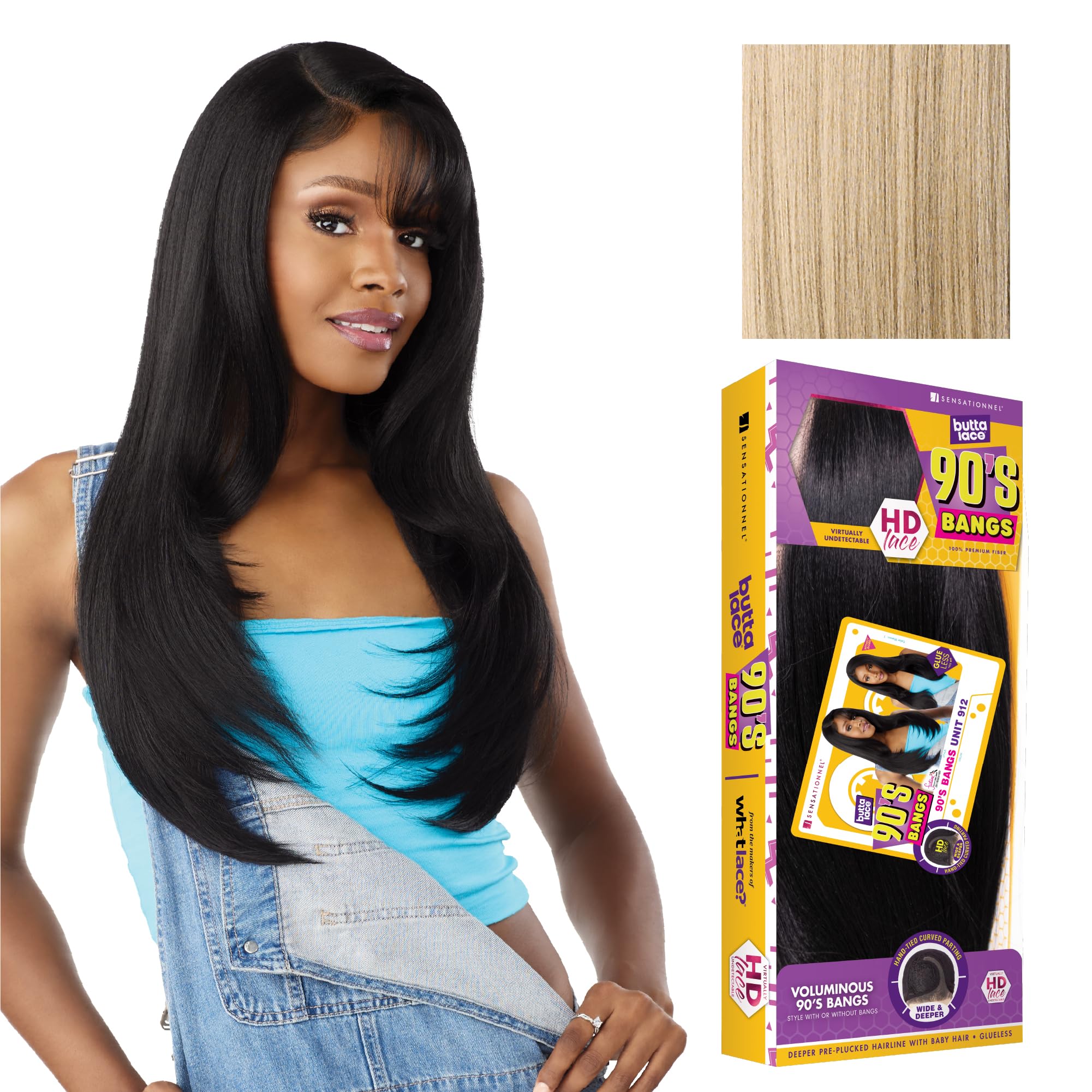 Photo 1 of Sensationnel Butta Lace 90Sbangs Wigs - Unit 912 Glueless Wide Deep Part Synthetic Preplucked Hairline (BEIGEBLONDE)