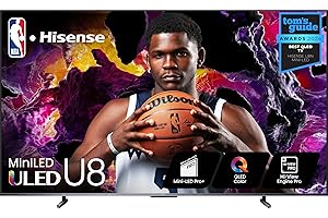 Hisense 100-Inch Class U8 Series Mini-LED ULED 4K UHD Google Smart TV (100U8K) - QLED, 480 Motion Rate, 144Hz Game Mode Pro, Dolby Vision IQ, HDMI 2.1, Alexa Compatibility, 2.1.2 Multi-Channel Audio